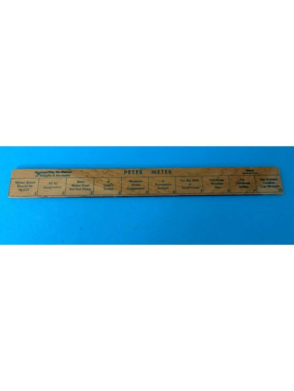 Vintage PETER METER 10 Inch Wooden wood Ruler Gag Gift Novelty